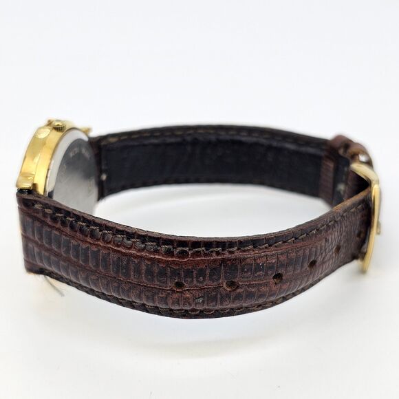 Jules Jurgensen Women's Watch 32MM Gold Dial Brown Leather Bands New Battery - Picture 6 of 11